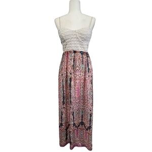 Trixxi Three Pink Hearts Sleeveless Open Back Maxi Dress - Size Small